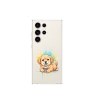 Samsung Galaxy S23 Ultra ile Uyumlu Splash Köpek Tasarımlı Şeffaf Silikon Kılıf