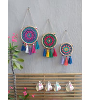 EL EMEĞİ MAKROME MANDALA MOTİFLİ DÜŞ KAPANI DUVAR SÜSÜ 3 LÜ SET