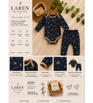Laren Baby %100 Pamuk Ayıcık Desenli 2’li Bebek Zıbın Takım