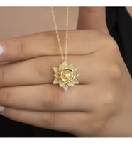 Saklı Takı 925 Ayar Gümüş Gold Taşlı Lotus Kolye