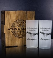eJOYA Kişiye Özel Kutusunda 2'li Rakı Bardağı Hediye Seti 107201 (Krem)