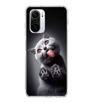PrintiFy Xiaomi Poco F3 ile Uyumlu 1mm Slim Fit Kedi 2 050c Baskılı Şeffaf  Kılıf