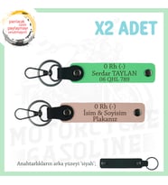 Motor Severlere Özel, İsim Plaka ve 0 Rh (-) Kan Grubu Yazılı x2 Anahtarlık, Yavruağzı-F Yeşil-Syh