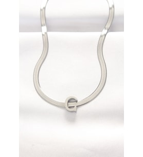 316L Çelik C Harfli Silver Renk İtalyan Zincirli Kolye 5886 - HEP-5352-8405