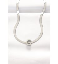 316L Çelik C Harfli Silver Renk İtalyan Zincirli Kolye 5886 - HEP-5352-8405