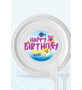 Baby Shark Temalı Tabak Sticker (Etiket) 15'li * Yapışkanlı Kağıt