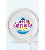 Baby Shark Temalı Tabak Sticker (Etiket) 15'li * Yapışkanlı Kağıt