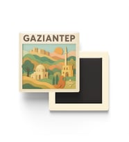 Gaziantep - Memleket Temalı - Paper Cut Art - Baskılı Buzdolap Magneti Kare - 9x9 cm
