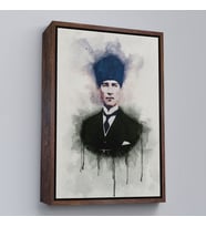 Çerçeveli Atatürk Portre Tablosu Mustafa Kemal Atatürk Dikdörtgen Dekoratif Kanvas Tablo (Kahverengi)