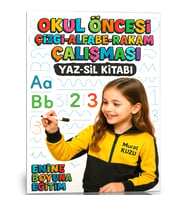 Okul Öncesi Çizgi-Alfabe-Rakam Çalışması YAZ-SİL Kitap Seti (3 Kitap)