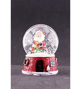 Noel Baba Ve Hediyeleri Temalı Orta Boy Işıklı Kar Küresi 9 Cm Hediye Yılbaşı