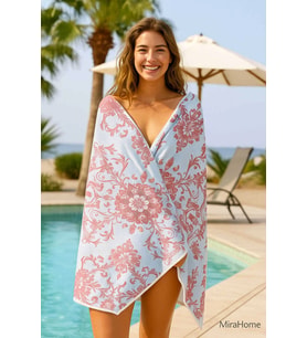 Unisex Desenli Baskılı Deniz Plaj Havlusu Otantik Nar Çiçeği 70x140 Cm