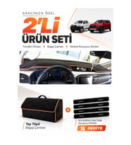 e-biz TOYOTA HİLUX (2016-2025) Uyumlu Torpido Örtüsü + Tay Tüyü Çanta - Siyah-Kahverengi - TO019