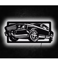 1969 Mustang Tasarımlı Led Mdf Duvar Tablosu, 6mm Ahşap Duvar Dekoru