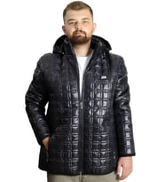 Mode XL Büyük Beden Erkek Kapüşonlu Mont Kapitone 23638 Lacivert