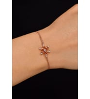 Sitrin Taşlı Rose Lotus Çiçeği Gümüş Bileklik
