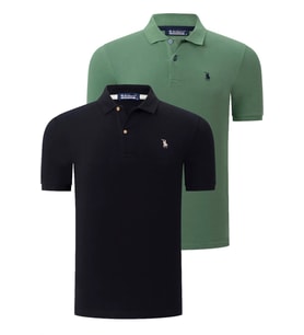 İKİLİ SET T8561 DEWBERRY ERKEK TSHIRT-SİYAH-AÇIK HAKİ (Karışık)