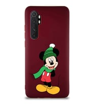 Xiaomi Mi Note 10 Lite Soft Premier Kapak Mickey Mouse-G Tasarımlı Silikon Kılıf - Mürdüm (Şeffaf)