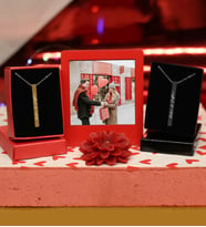 Kişiye Özel  İnstagram Çerçeve & Çift Çubuk Kolye & Dekoratif Mum Hediye Seti