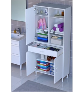 Eliusta Rivo 4 Raflı Banyo/Mutfak Dolabı 80 cm Beyaz Renkli  Çok Amaçlı Dolap 80x173x32,5 cm Ebatlarında