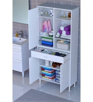 Eliusta Rivo 4 Raflı Banyo/Mutfak Dolabı 80 cm Beyaz Renkli  Çok Amaçlı Dolap 80x173x32,5 cm Ebatlarında