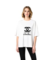 Kadın Oversize Grafik Baskılı Kısa Kollu Tişört %100 Pamuk Rahat Kesim Günlük Moda Modern Şık Zarif
