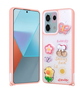 Xiaomi Redmi Note 13 Pro 5G Uyumlu Kılıf Parlayan Simli Kabartma Figürlü Zore Cevze Kapak