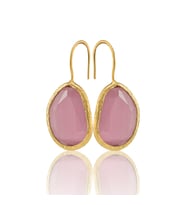 Kadir Jewellery 22 Ayar Altın Kaplama Fosil Taşlı Küpe -El İşçiliği Ve Hipoalerjenik Küpe