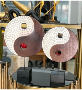 2 Li Kaideli Ying Yang Biblo Sonsuzluk Sembolü Obje Modern Özel Tasarım (Kahverengi)