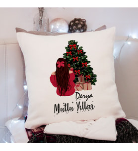 Mutlu Yıllar & Merry Christmas & Yılbaşı Tasarımlı Yastık Kişiye Özel