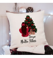 Mutlu Yıllar & Merry Christmas & Yılbaşı Tasarımlı Yastık Kişiye Özel