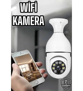 Ampul Görünümlü Güvenlik Kamerası Duylu Wifi Kamerası Dönebilen