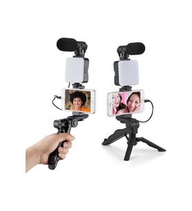 Yüksek Kaliteli Selfie Mikrofon Tripod ve LED Işık Seti