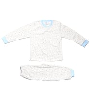 Kız Çocuk Beyaz Mavi Yıldız Baskılı Çıtçıtlı Pijama Takımı