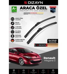 S-Dizayn Renault Megane 3 Ön Cam Silecek Seti 2009-2016 Premium Araca Özel 60-40 Cm A+ Kalite