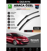 S-Dizayn Renault Megane 3 Ön Cam Silecek Seti 2009-2016 Premium Araca Özel 60-40 Cm A+ Kalite
