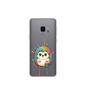 Samsung Galaxy S9 ile Uyumlu Splash Kirpi Tasarımlı Şeffaf Silikon Kılıf