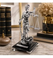 BK Gift Gümüş Renk Adalet Heykeli 16 cm Kişiye Özel Avukat Masa Üstü Biblo