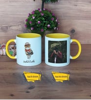 Baykuş Kupa Bardak Sarı Fotoğraflı
