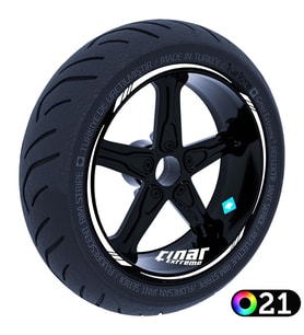 Nane Yeşili 4 Parçalı Keskin Jant Şeridi Sticker Reflektif, Floresan, Özel Renkl
