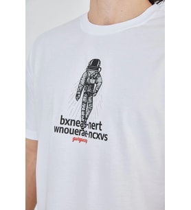 Erkek Baskılı T-Shirt Kısa Kol Bisiklet Yaka Regular Fit Rahat Kalıp Günlük Tişört - Beyaz