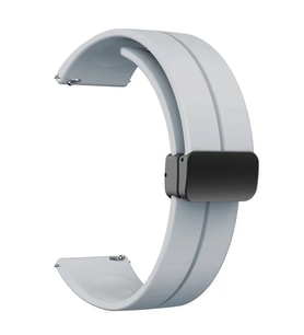 Huawei GT2 46mm 22mm Uyumlu Kordon Silikon Metal Mıknatıslı Toka Zore KRD-84 Kayış (Gri)