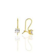 Gümüş altın yaldızlı zirkon taşlı pırlanta modeli çengelli tektaş küpe SGTL11949GOLD