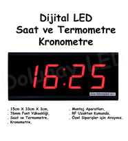 Dijital LED Saat Termometre Kronometre 76mm