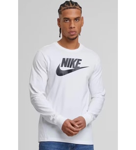 Nike Sportswear Clup Icon Futura Erkek Beyaz Pamuklu Kumaş Uzun Kollu T-Shirt (Beyaz)
