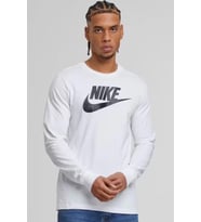 Nike Sportswear Clup Icon Futura Erkek Beyaz Pamuklu Kumaş Uzun Kollu T-Shirt (Beyaz)