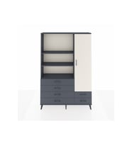 Arges Dolap 7 Raflı 6 Çekmeceli Tek Kapaklı  132x30x195 Antrasit-Aytaşı/Antrasit