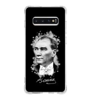 Samsung Galaxy S10 Plus  Köşe Korumalı Antişok Kapak Atatürk Tasarımlı Şeffaf Silikon Kılıf