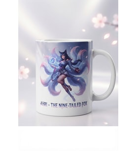 League of Legends Ahri Özel Tasarım Baskılı Beyaz Kupa Bardak - Koleksiyonluk Oyuncu Kupası