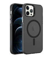 Apple iPhone 12 Pro Max Kılıf Zore Magsafe Şarj Özellikli Buzlu Transparan C-Pro Sert Kılıf (Siyah)